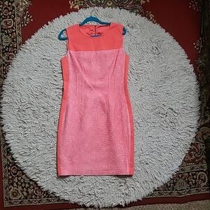 Elie Tahari Dress Sheath Chic Coral Sleeveless Tweed Business Career Office ✨️💫